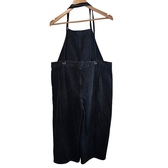 Black Denim Overalls Womens XL Adjustable Wide leg Utility Streetwear Relaxed - Picture 2 of 10